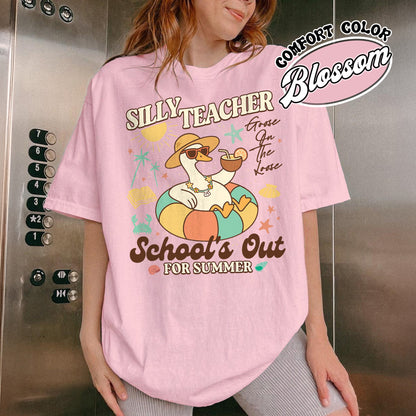 Schools out Comfort Color Shirt, Last Day of School Shirt, Schools Out for Summer Silly Goose Teacher Shirt