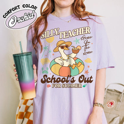 Schools out Comfort Color Shirt, Last Day of School Shirt, Schools Out for Summer Silly Goose Teacher Shirt
