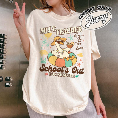 Schools out Comfort Color Shirt, Last Day of School Shirt, Schools Out for Summer Silly Goose Teacher Shirt