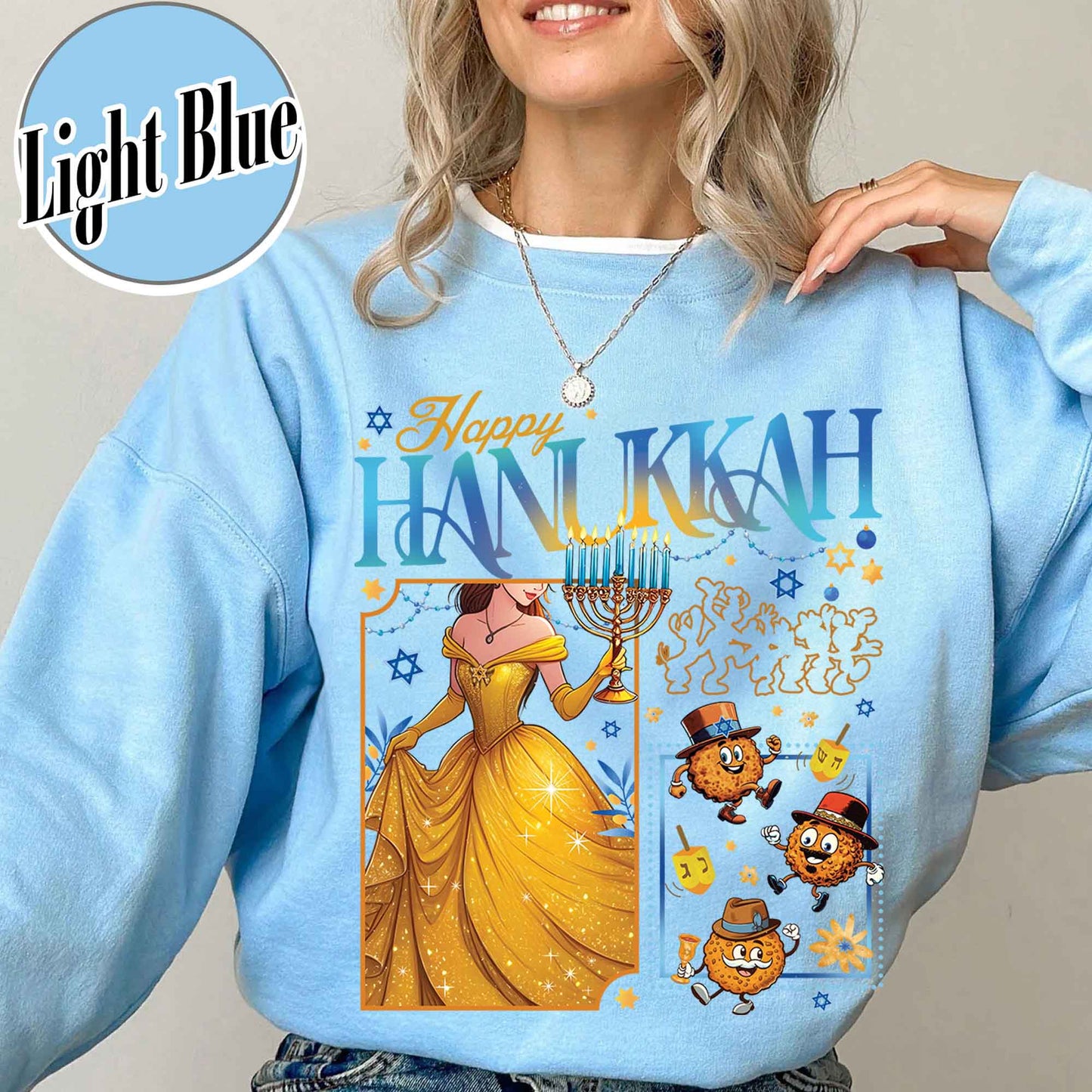 Happy Hanukkah Sweatshirt, Menorah Sweatshirt, Hanukah Menorah Dreidel, Happy Hannukah Merry Christmas Sweatshirt, Chanukah Sweatshirt, Jewish Holiday