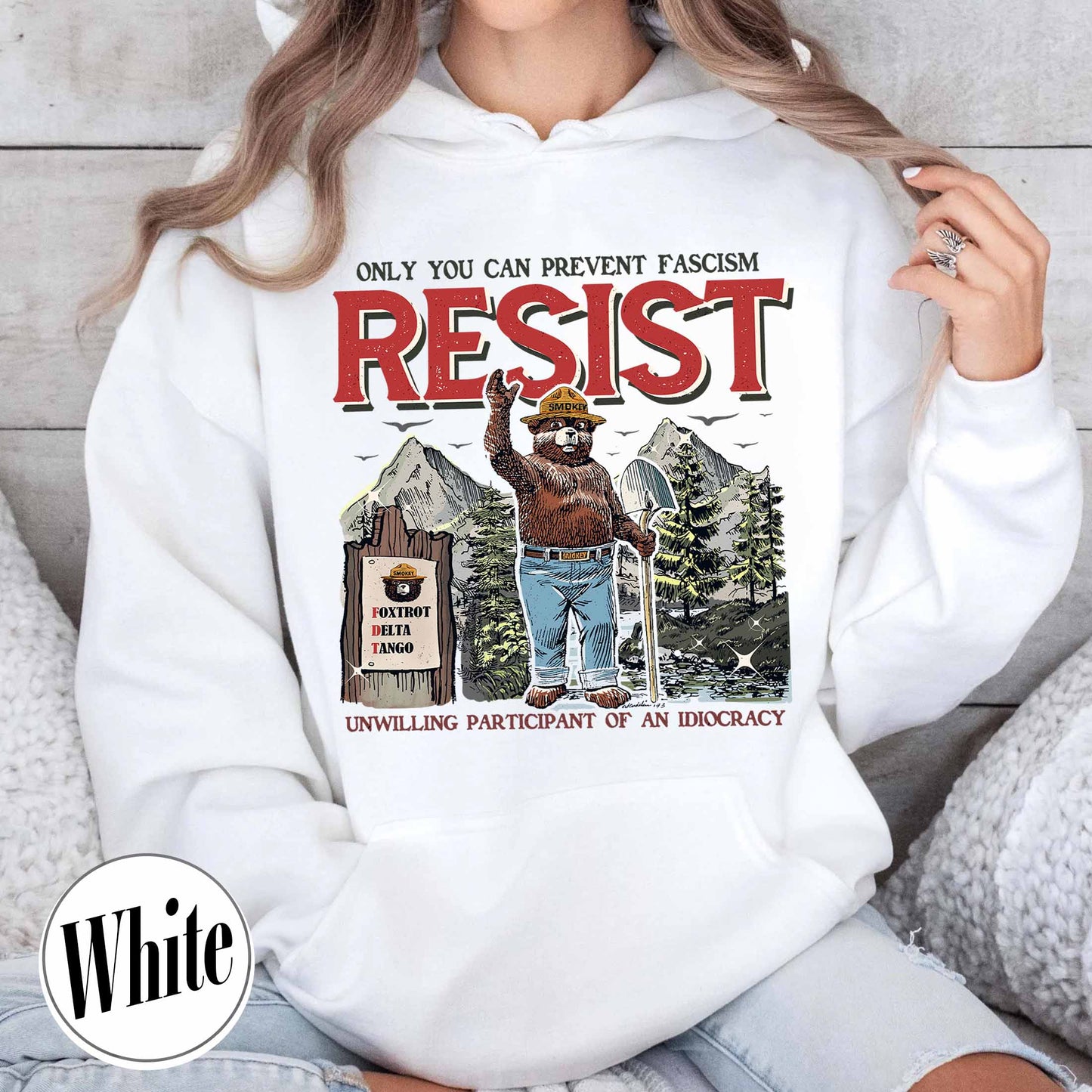 Smokey Bear Resist Hoodie,National Park Hoodie, Protect Our National Parks Hoodie