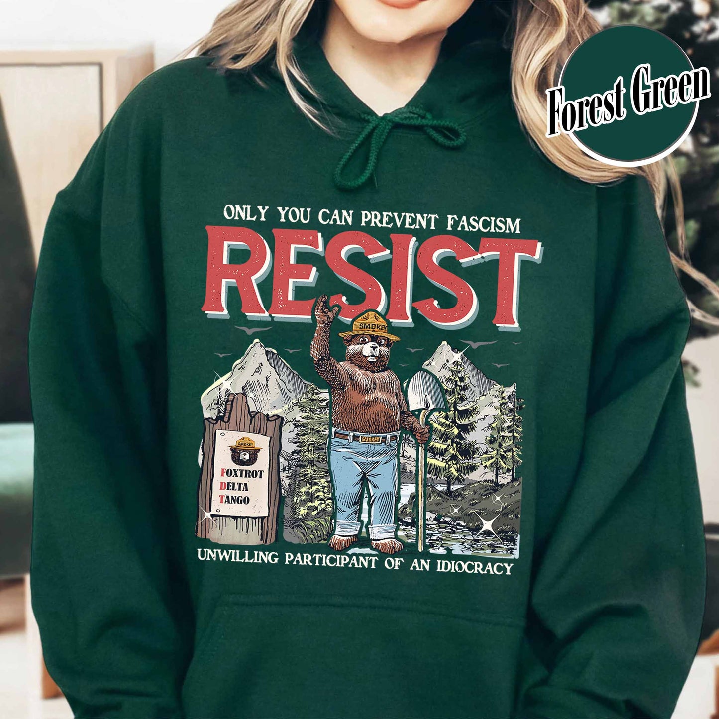 Smokey Bear Resist Hoodie,National Park Hoodie, Protect Our National Parks Hoodie