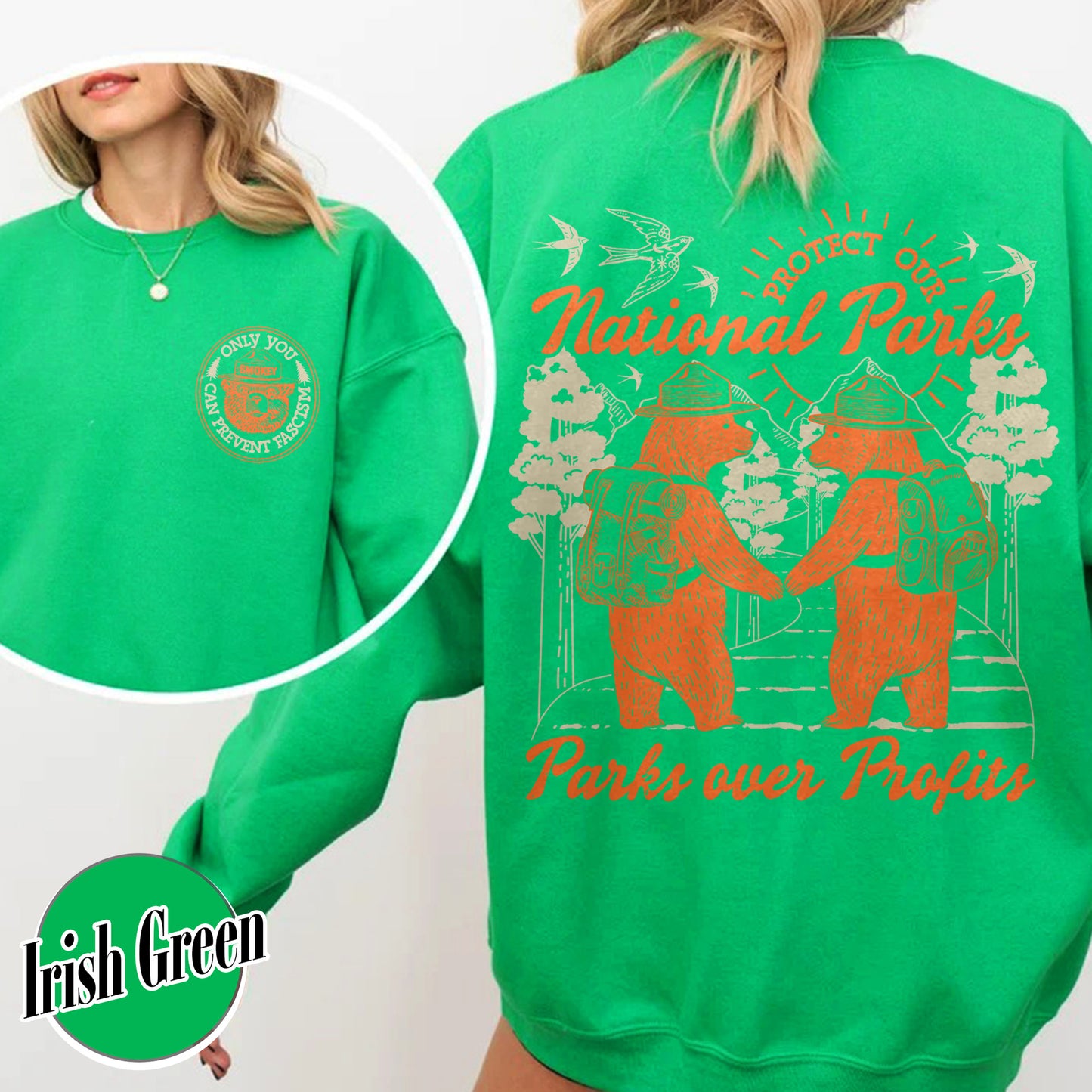 Smokey Bear Resist Sweatshirt, Parks Over Profits Protect Our National Park Sweatshirt