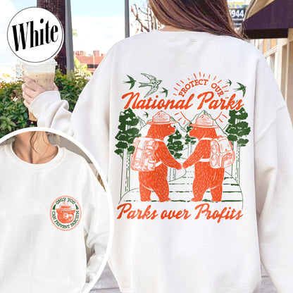Smokey Bear Resist Sweatshirt, Parks Over Profits Protect Our National Park Sweatshirt