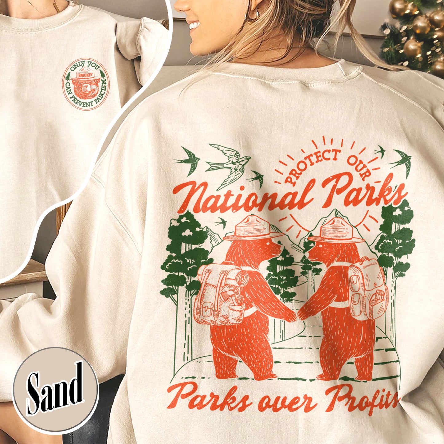 Smokey Bear Resist Sweatshirt, Parks Over Profits Protect Our National Park Sweatshirt