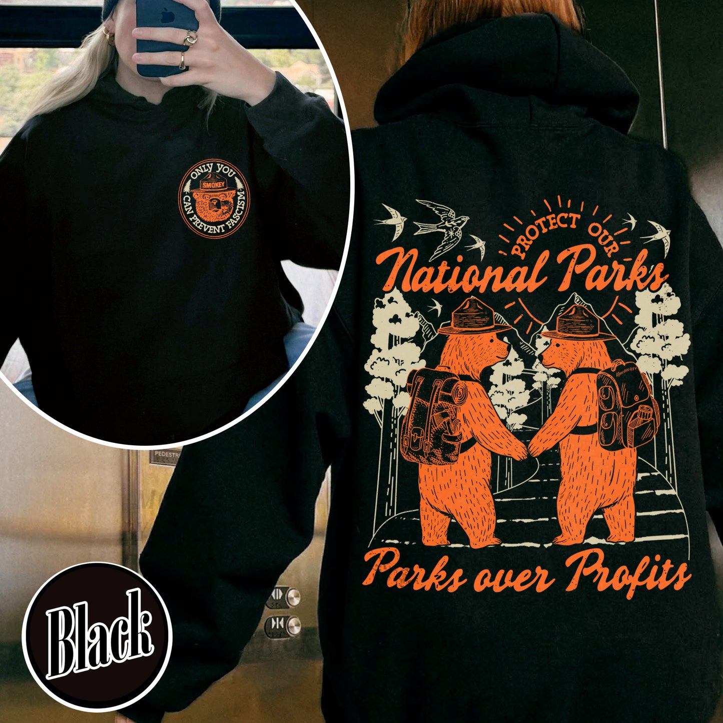 Smokey Bear Resist Hoodie, Parks Over Profits Protect Our National Park Hoodie