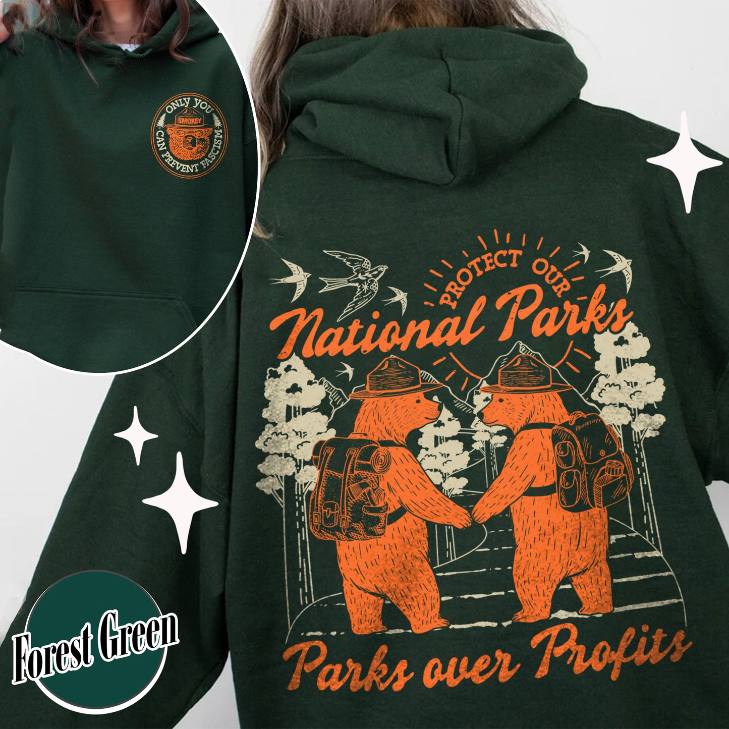 Smokey Bear Resist Hoodie, Parks Over Profits Protect Our National Park Hoodie