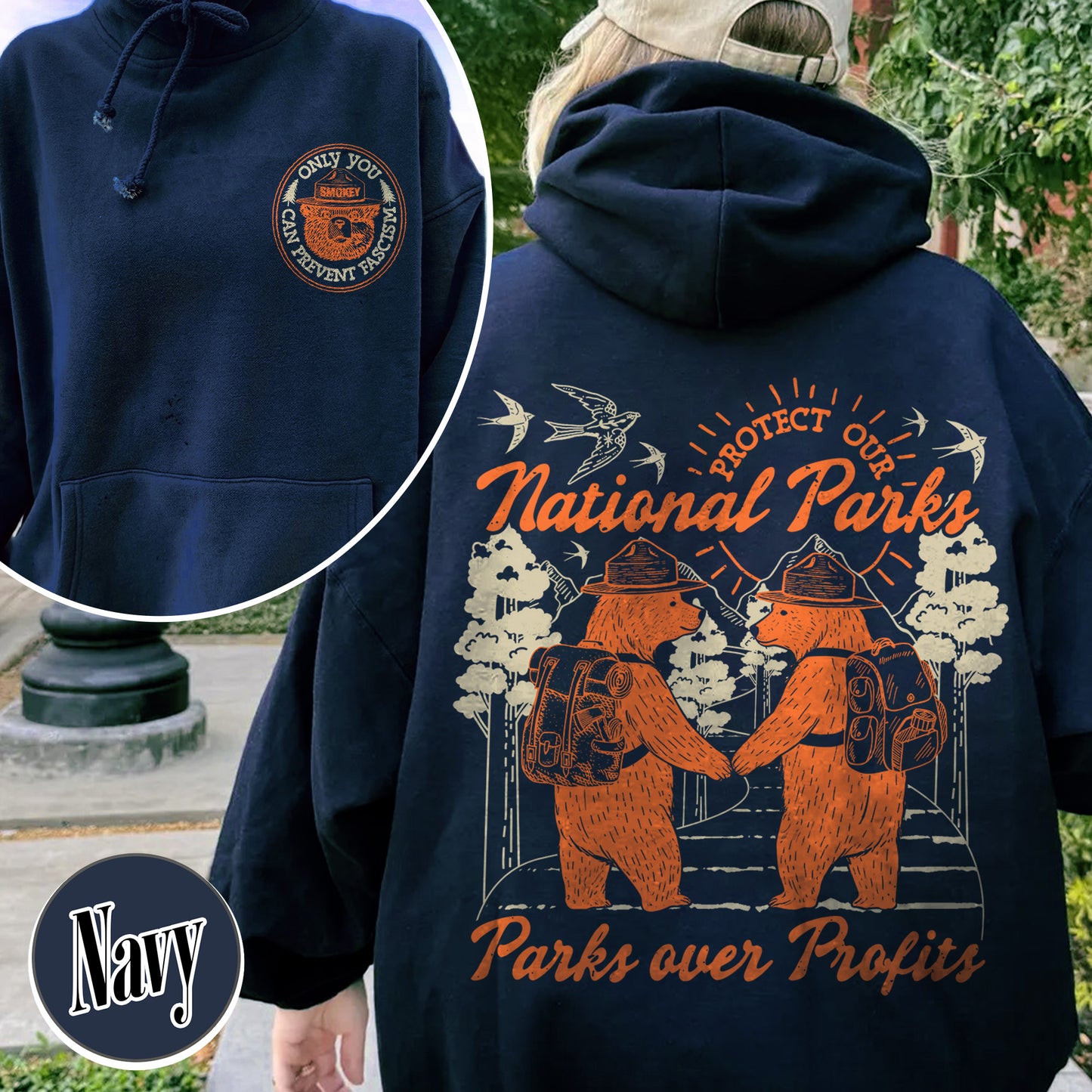 Smokey Bear Resist Hoodie, Parks Over Profits Protect Our National Park Hoodie