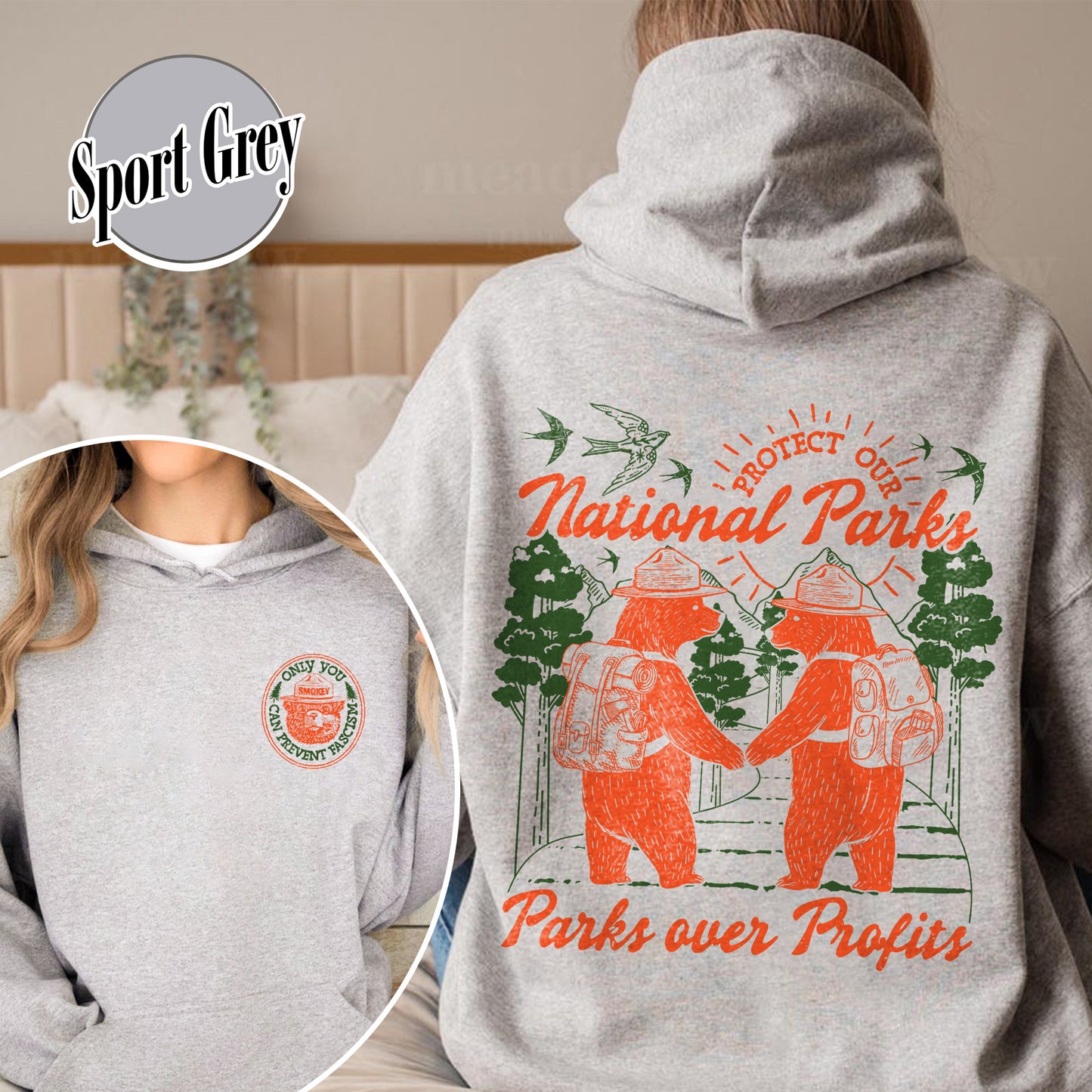 Smokey Bear Resist Hoodie, Parks Over Profits Protect Our National Park Hoodie