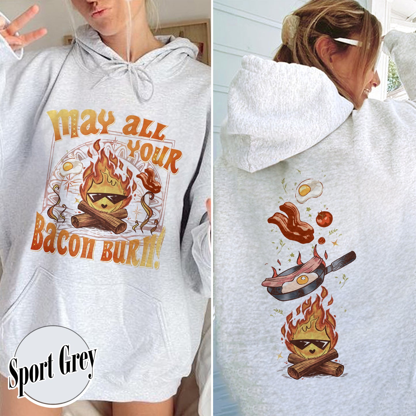 May All Your Bacon Burn Hoodie, Move Castle Hoodie, Bed and Breakfast Hoodie, Anime Hoodie, Anime Fan Gift, Kawaii Fire Shirt, Fire Demon Hoodie