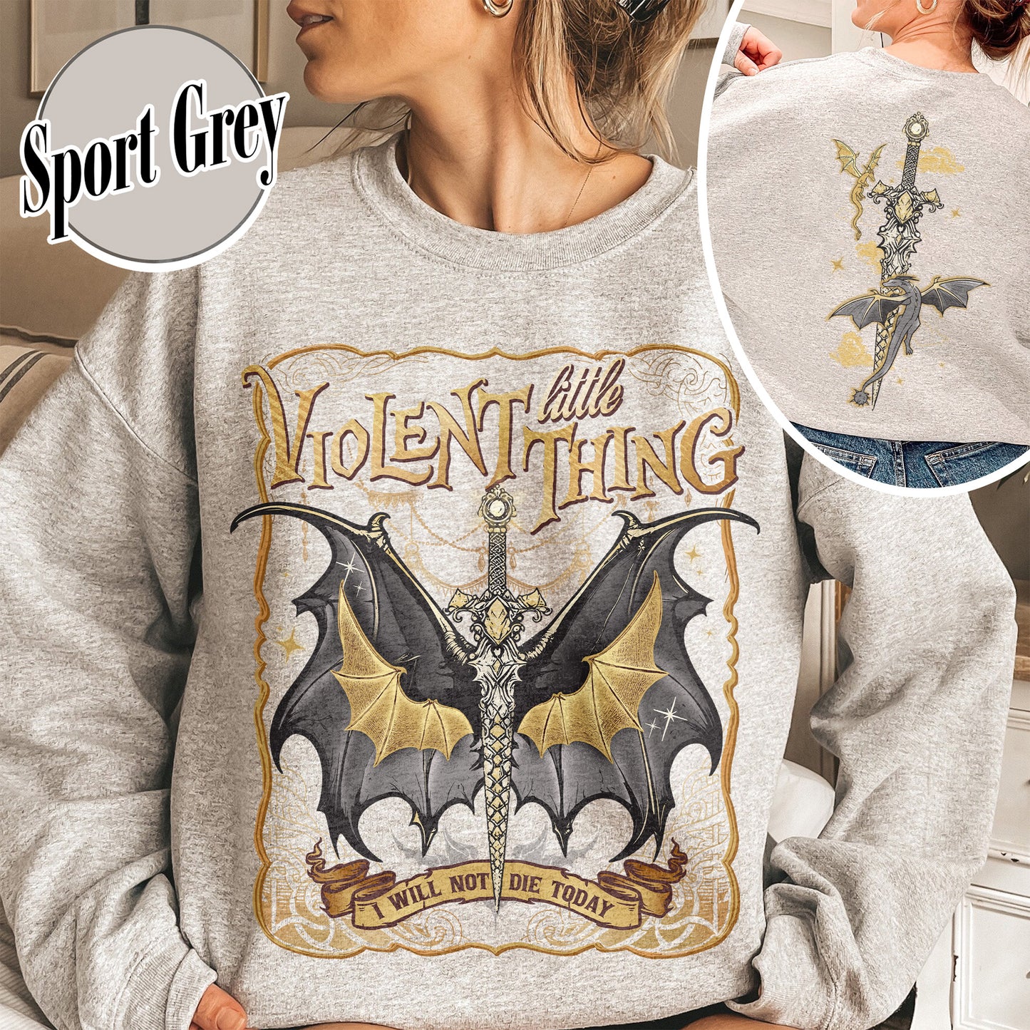 Violent Little Thing Sweatshirt, Violent Little Thing Sweatshirt, I Will Not Die Today, Basgiath War College Dragon Rider Sweatshirt, Dragon Rider Sweatshirt