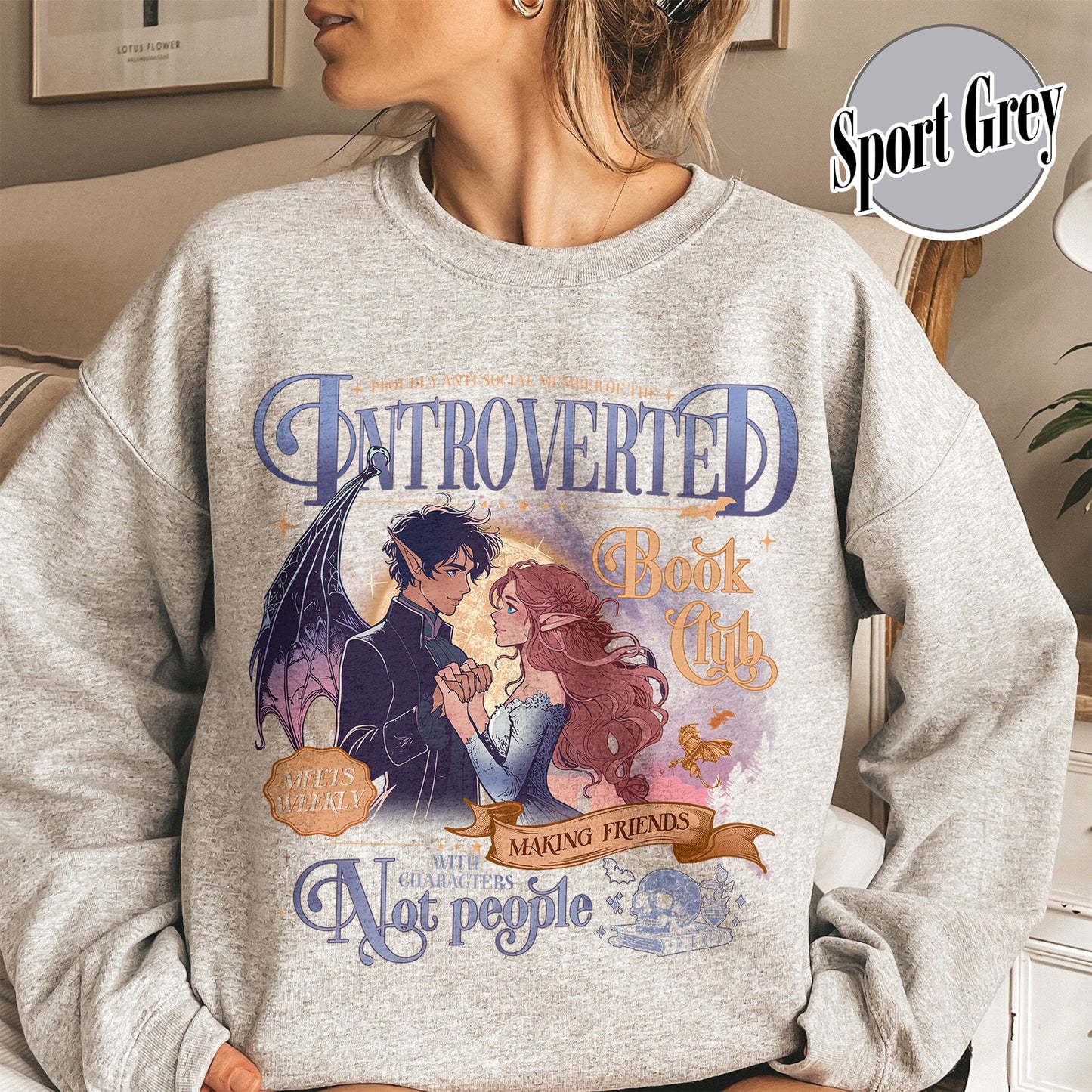 Introverted Book Club Sweatshirt, Romantasy Readers Society Sweatshirt, Antisocial Book Club Sweatshirt