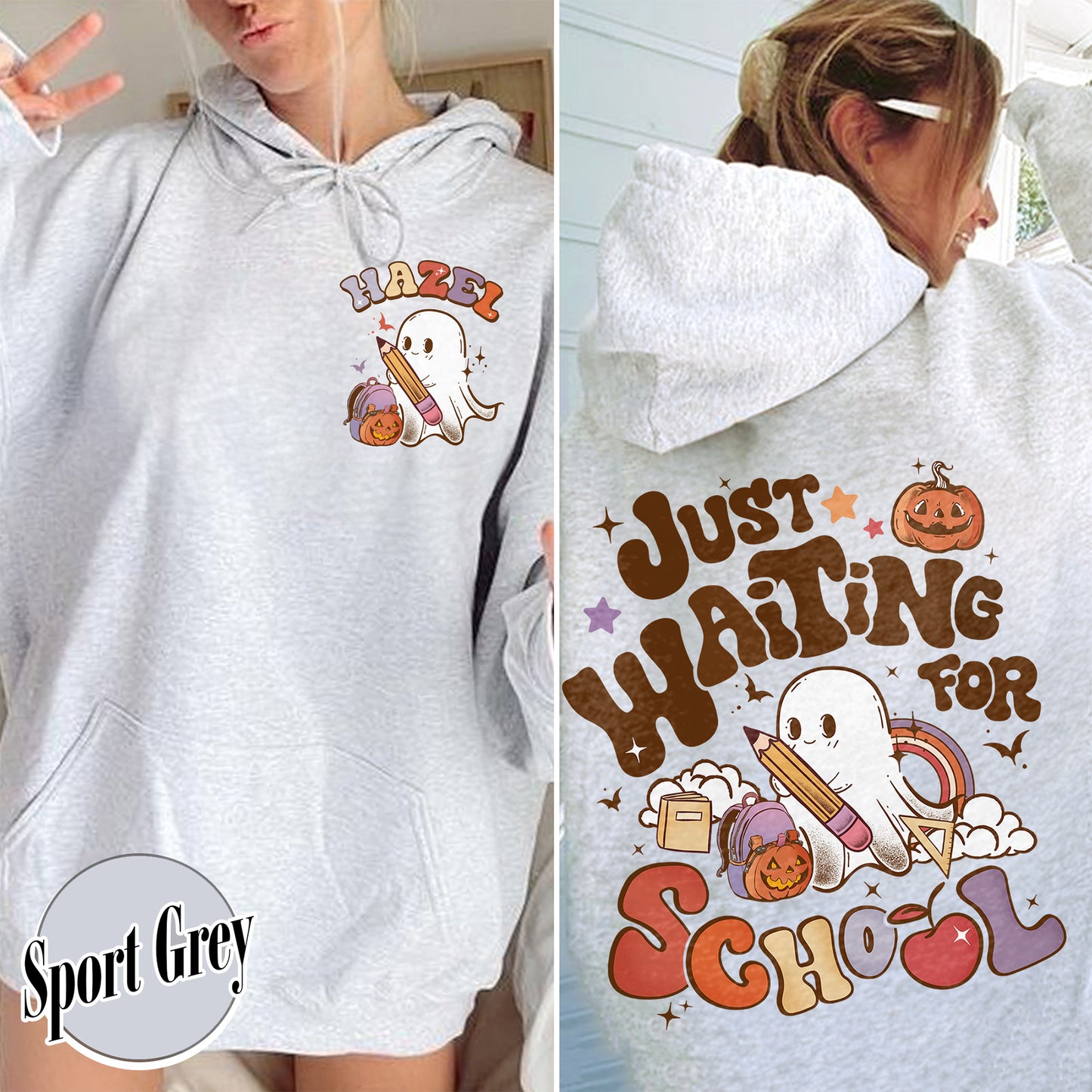 Halloween Hoodie, Waiting for Back to School Hoodie, Custom Halloween Teacher Hoodie