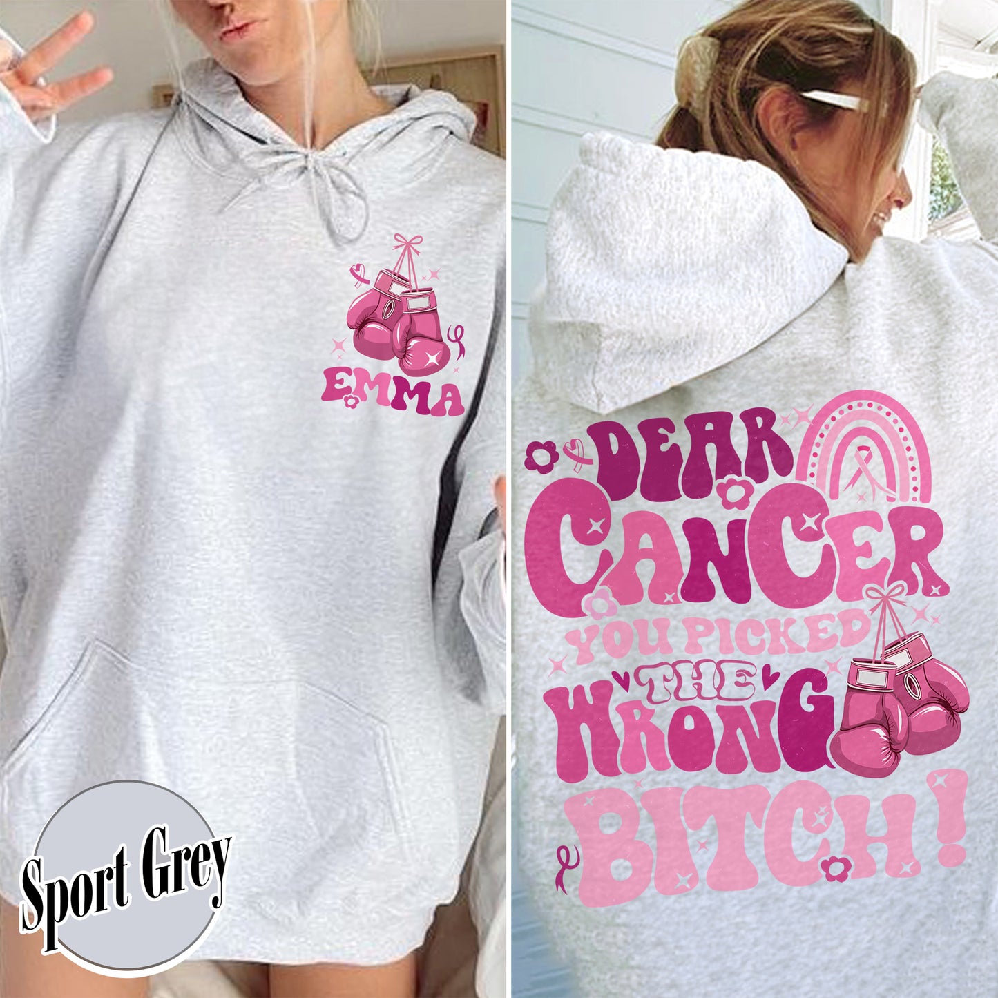 Cancer Awareness Hoodie, Dear Cancer, You Picked the Wrong Bitch Hoodie, Funny Cancer Hoodie, Breast Cancer Support, Cancer Hoodie, Cancer Gift