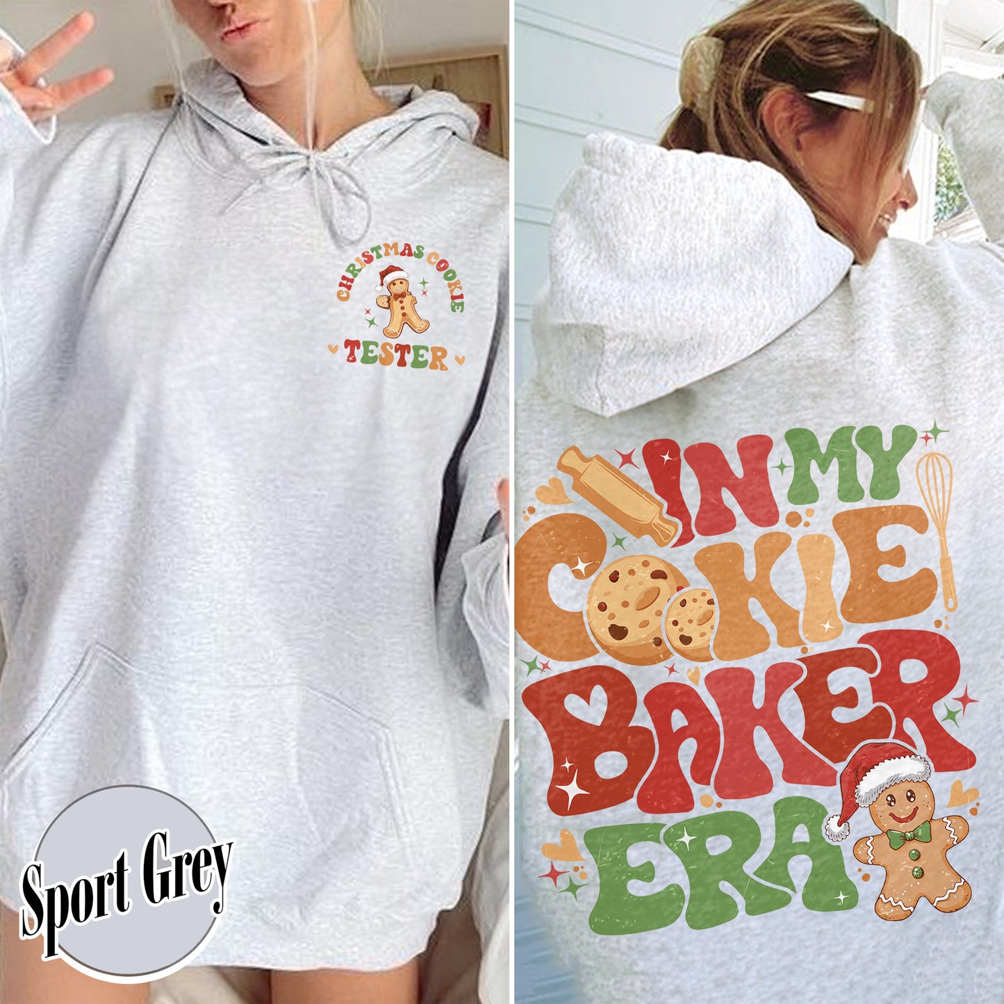 Christmas Cookie Baker and Tester Hoodie, Christmas Cookie Hoodie, Christmas Couples, Christmas Milk and Cookie, Christmas Cookie Tester Hoodie