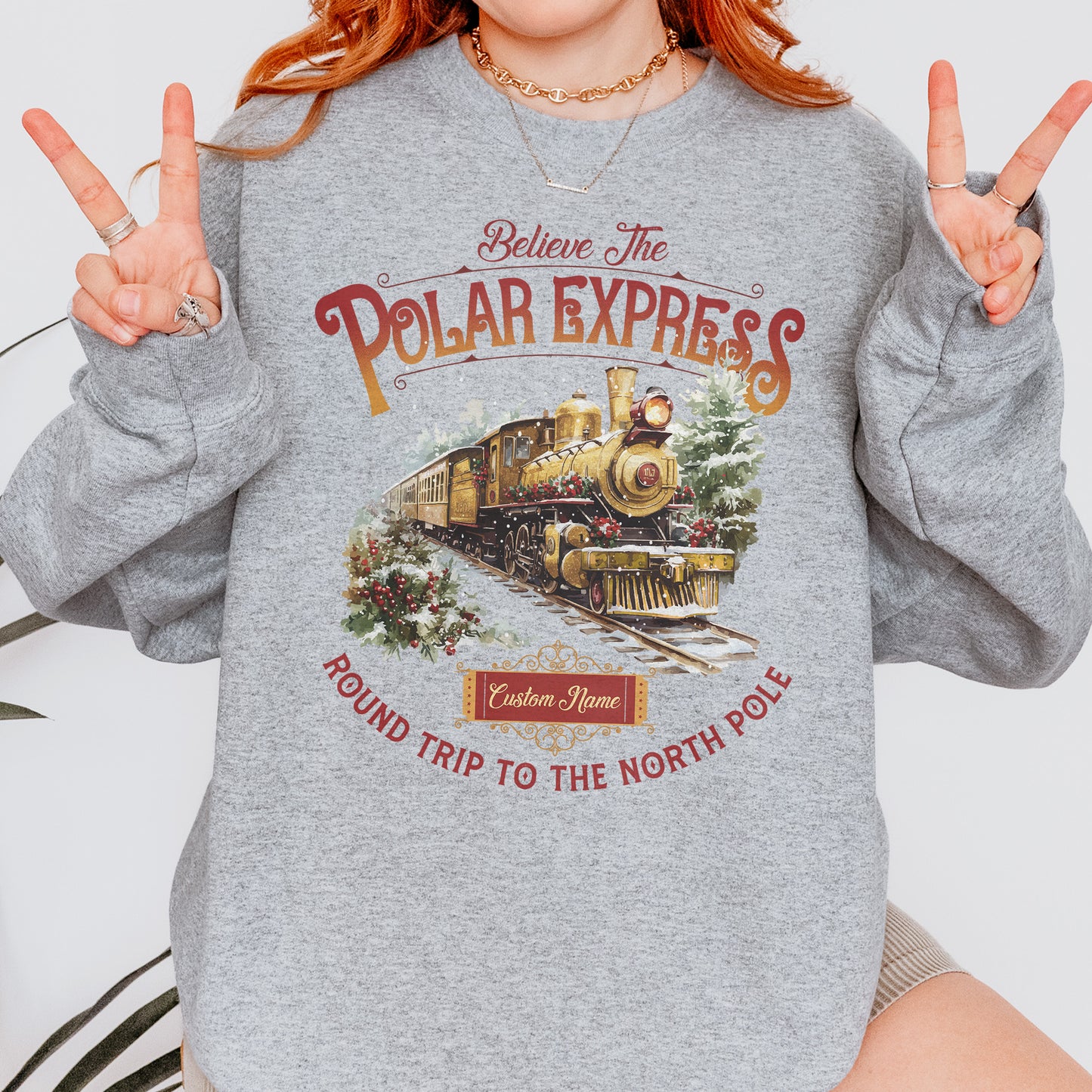 Custom Polar Express Sweatshirt | Believe Round Trip to the North Pole Sweatshirt