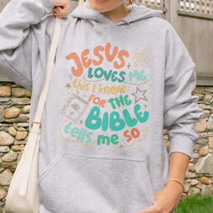 Jesus Loves Me This I Know Hoodie: Christian Bible Verse Hoodie, Kids Youth Faith Hoodie