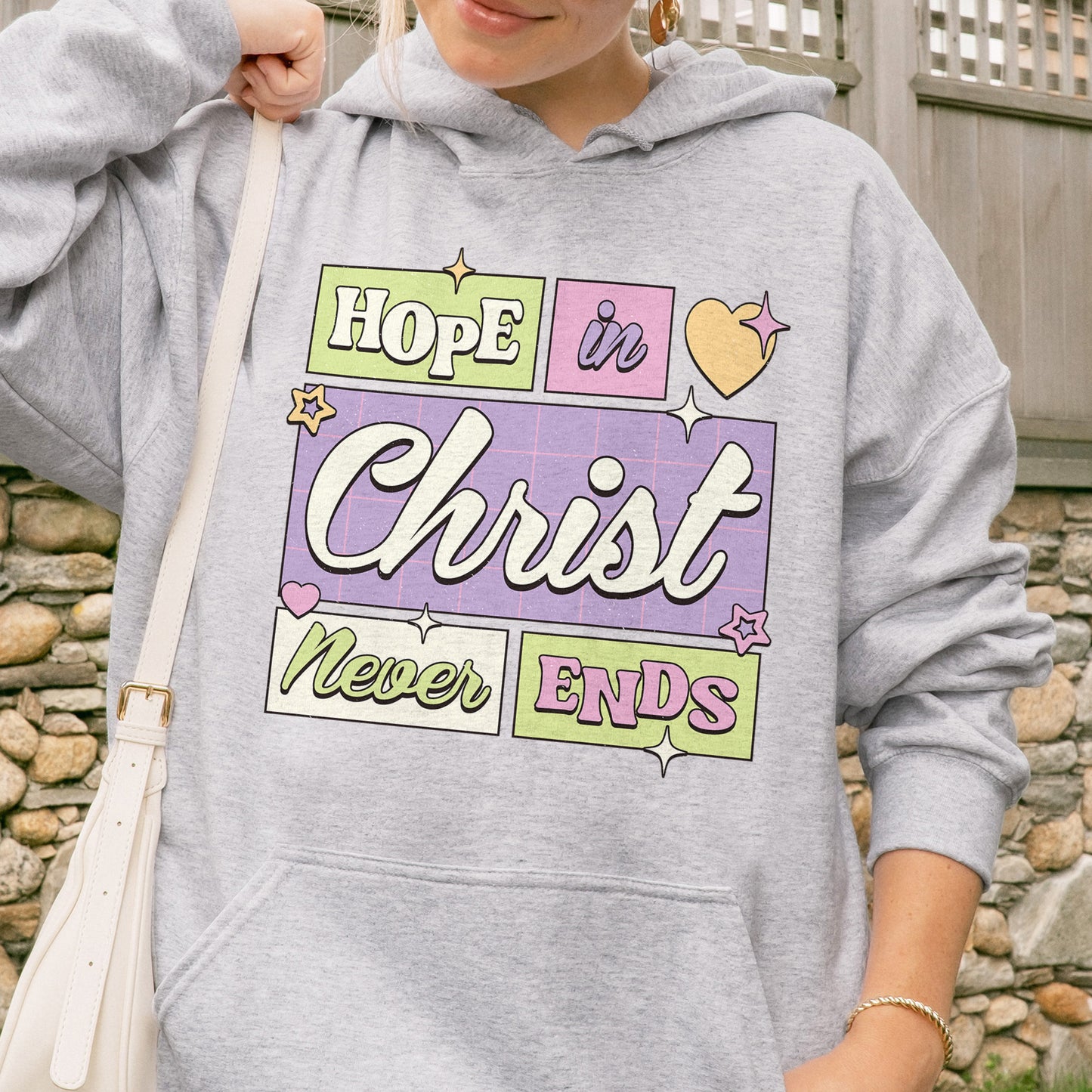 Hope in Christ Never Ends Hoodie: Vintage Christian Hoodie, God Never Fails Hoodie, Cute Pastel Jesus Hoodie