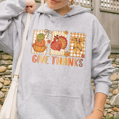 Thanksgiving Holiday, Give Thanks Coquette, Fall Pumpkin Turkey, Grateful Thankful Blessed, Autumn Gift Hoodie