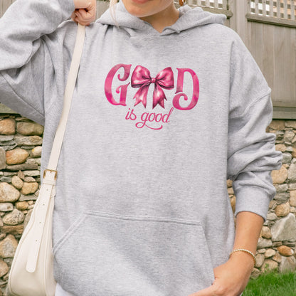 God Is Good Hoodie | Pink Bow Christian Faith Hoodie, Bible Verse Hoodie