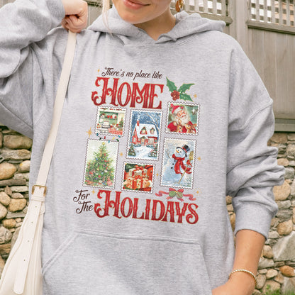 Home for the Holidays Hoodie: Vintage Christmas Hoodie, Merry Xmas Hoodie, Festive Family Xmas Hoodie