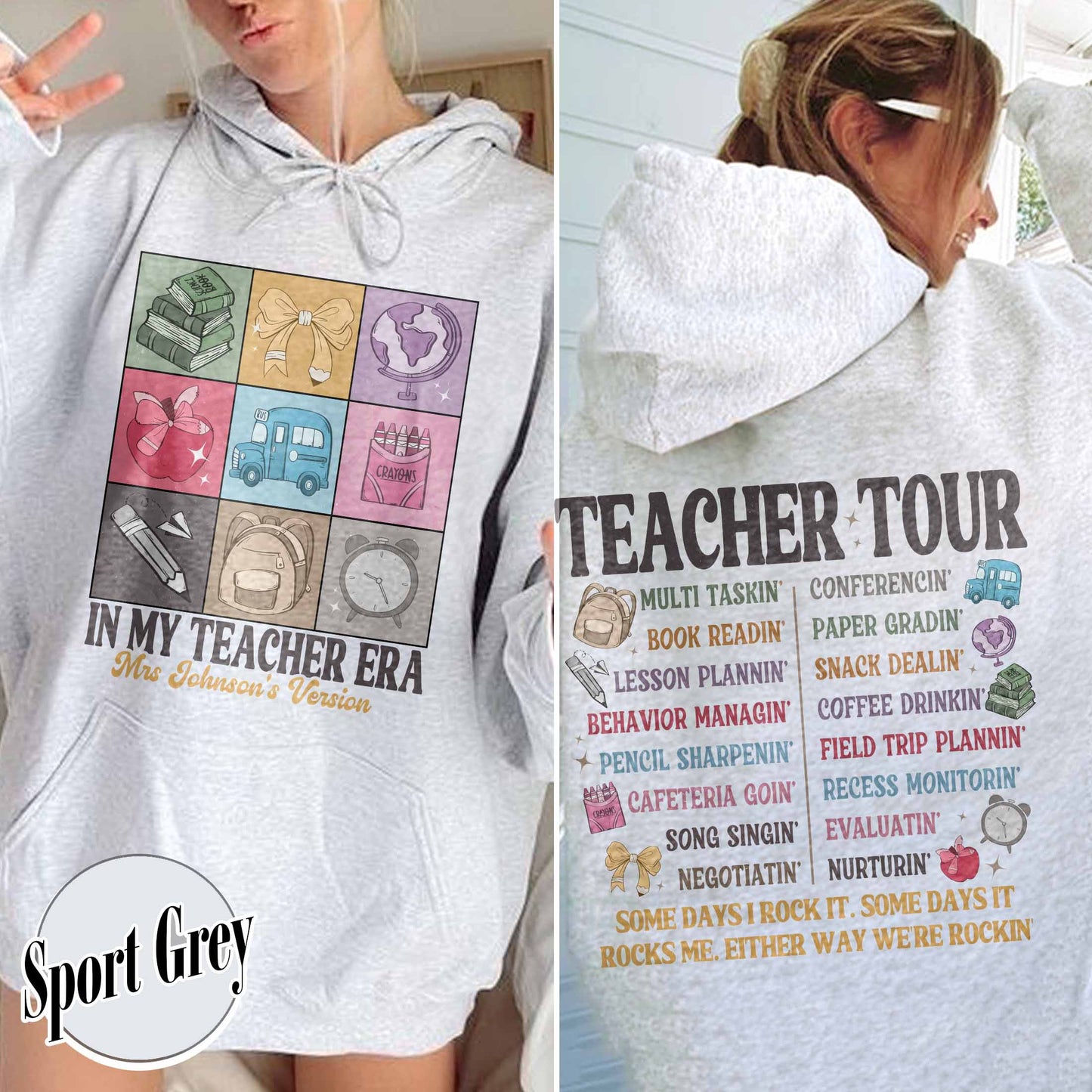 Back to School Hoodie, Custom Name Teacher Hoodie, Abcd Teacher Tour Hoodie, Gift for Teacher