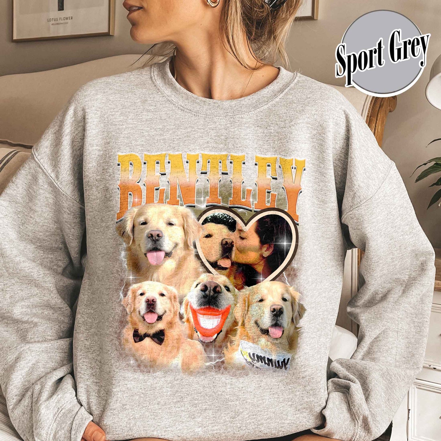 Custom Sweatshirt, Custom Pet Photo Sweatshirt, Custom Retro Dog Bootleg Sweatshirt, Pet Lovers Gift