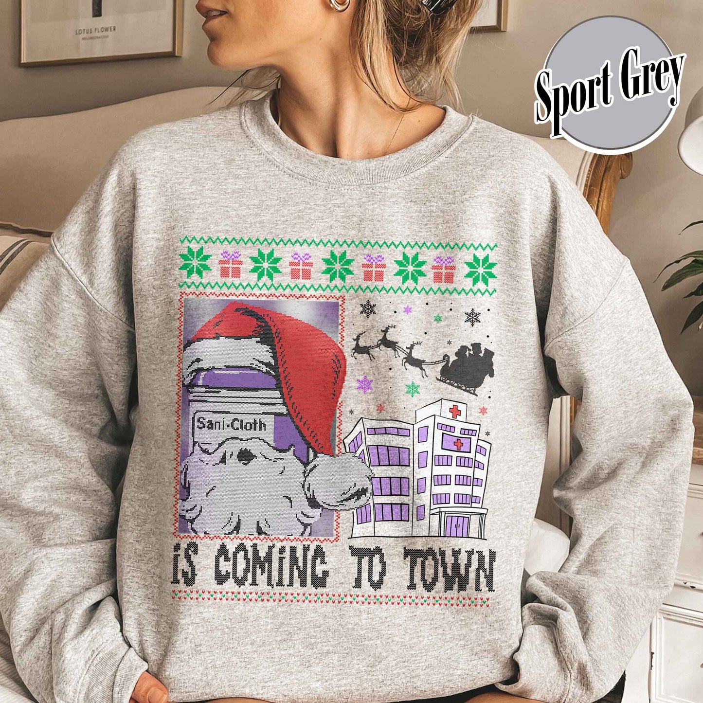 Nurse Christmas Sweatshirt, Funny Nurse Christmas Sweatshirt, Medical Assistant Sweatshirt, Is Coming to Town, CMA Sweatshirt, CMA Gifts, Medical Assistant Gift