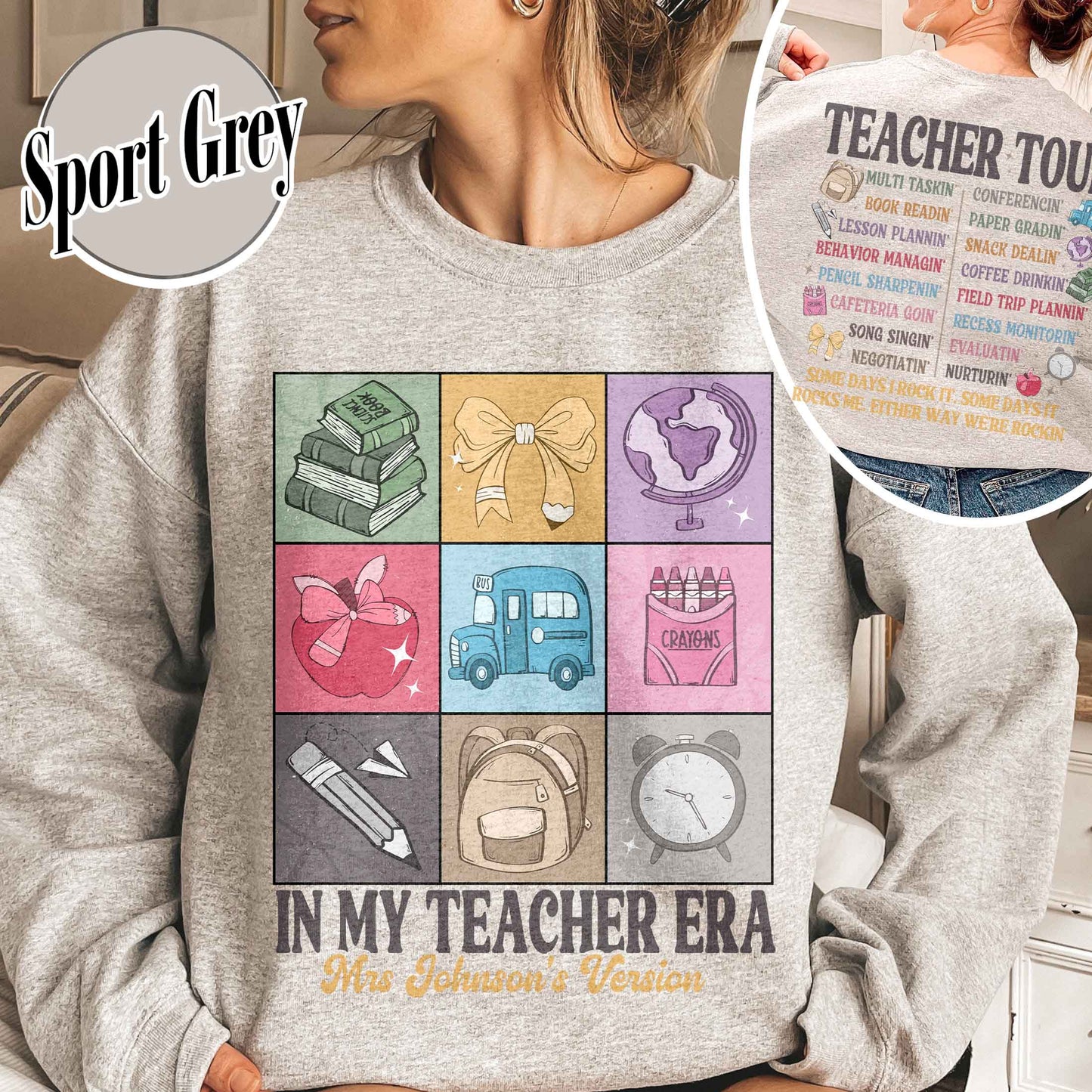Back to School Sweatshirt, Custom Name Teacher Sweatshirt, Abcd Teacher Tour Sweatshirt, Gift for Teacher