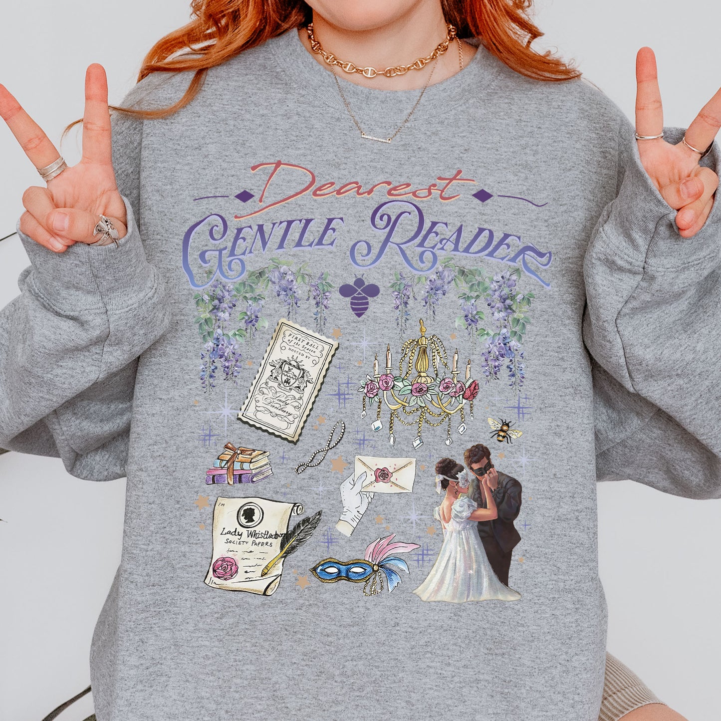 Dearest Gentle Reader, Regency Romance Aesthetic, Bridgerton Inspired Gift for Book Lovers Sweatshirt