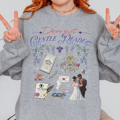 Dearest Gentle Reader, Regency Romance Aesthetic, Bridgerton Inspired Gift for Book Lovers Sweatshirt