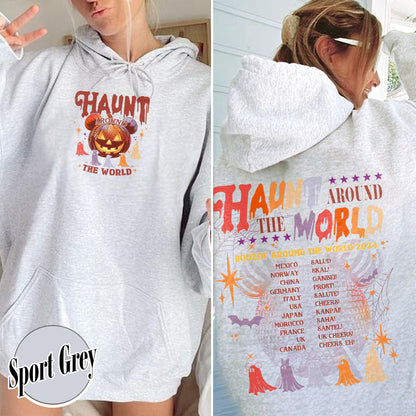 Halloween Disney Hoodie, Epcot Drink Around the World Hoodie, Haunt Around the World Hoodie