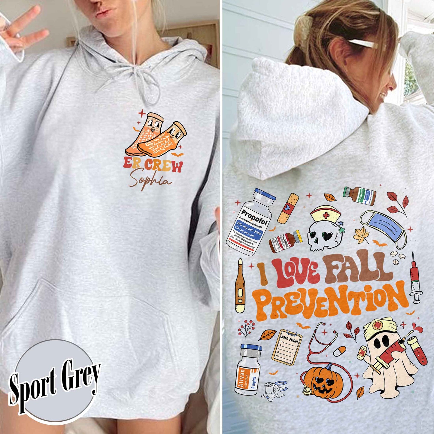 Halloween Nurse Hoodie, Custom Fall Nurse Prevention Hoodie, Nurse Boo Crew Hoodie