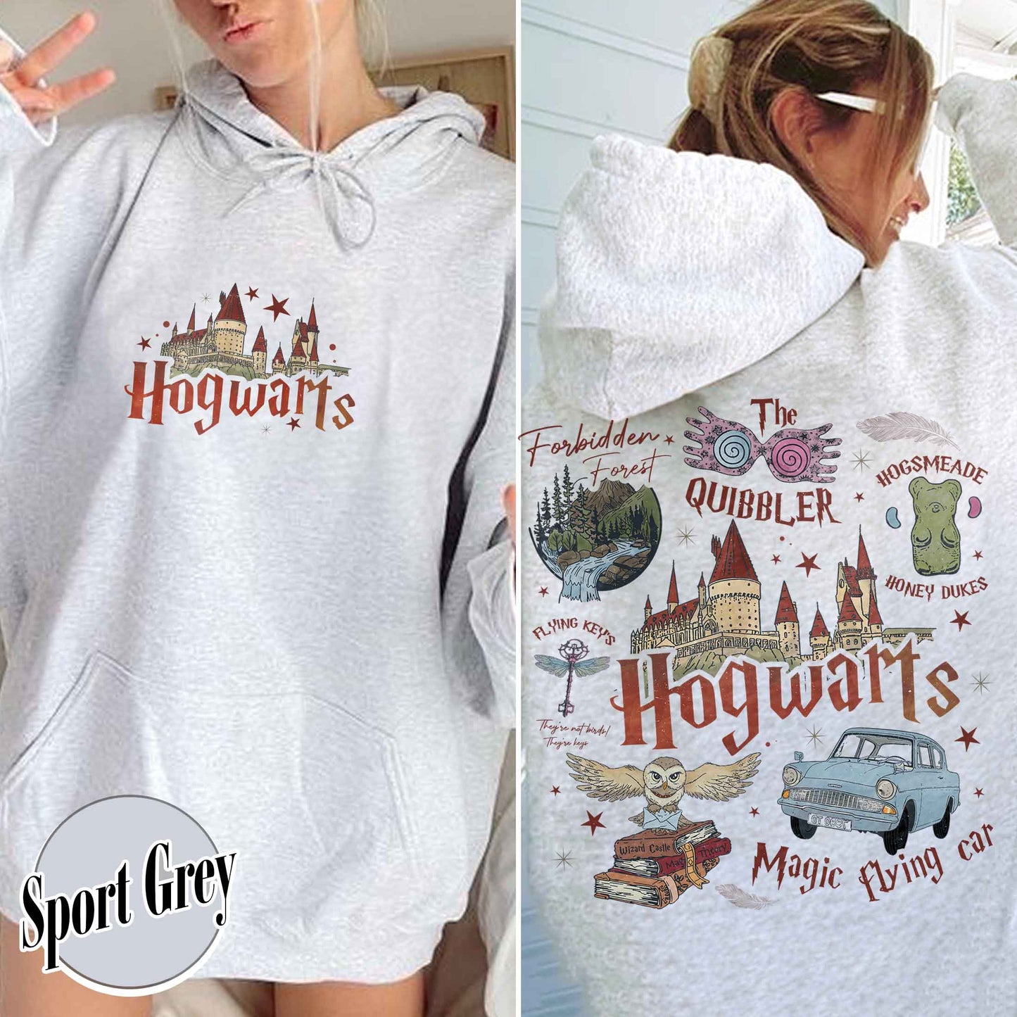 Wizard School Fandom Hoodie, Book Reading Magic Hoodie, Bookish Hoodie, Hp Inspired Two Sided Hoodie, Gift For Friends