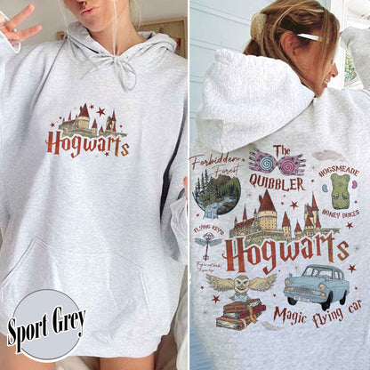 Wizard School Fandom Hoodie, Book Reading Magic Hoodie, Bookish Hoodie, Hp Inspired Two Sided Hoodie, Gift For Friends