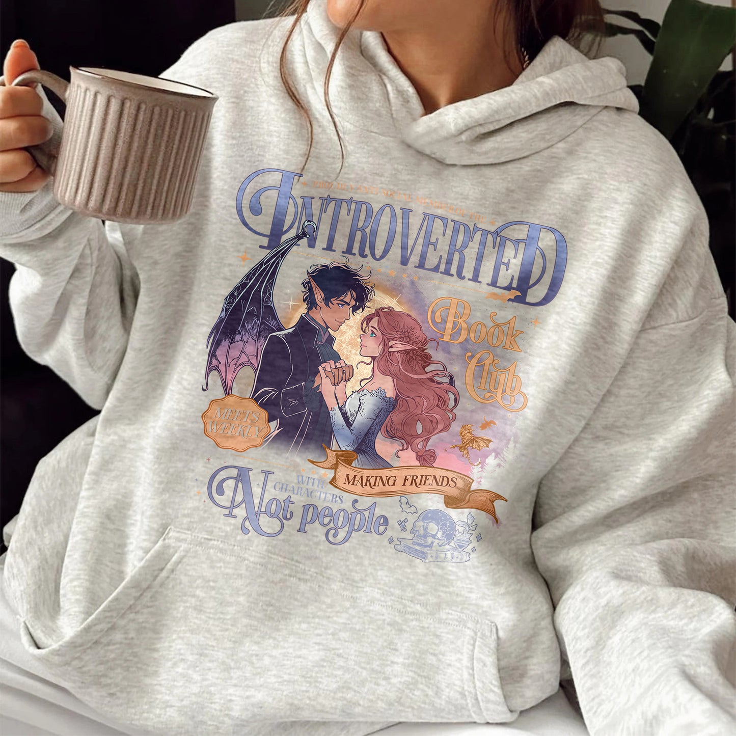 Introverted Book Club Hoodie, Romantasy Readers Society Hoodie, Antisocial Book Club