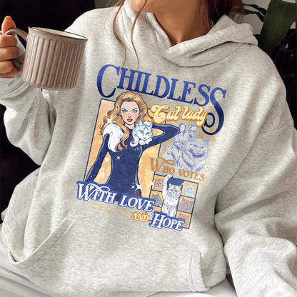 Election Hoodie, Childless Cat Lady Hoodie, Cat Lover Hoodie, I Vote Hoodie, Vote Blue Election Hoodie