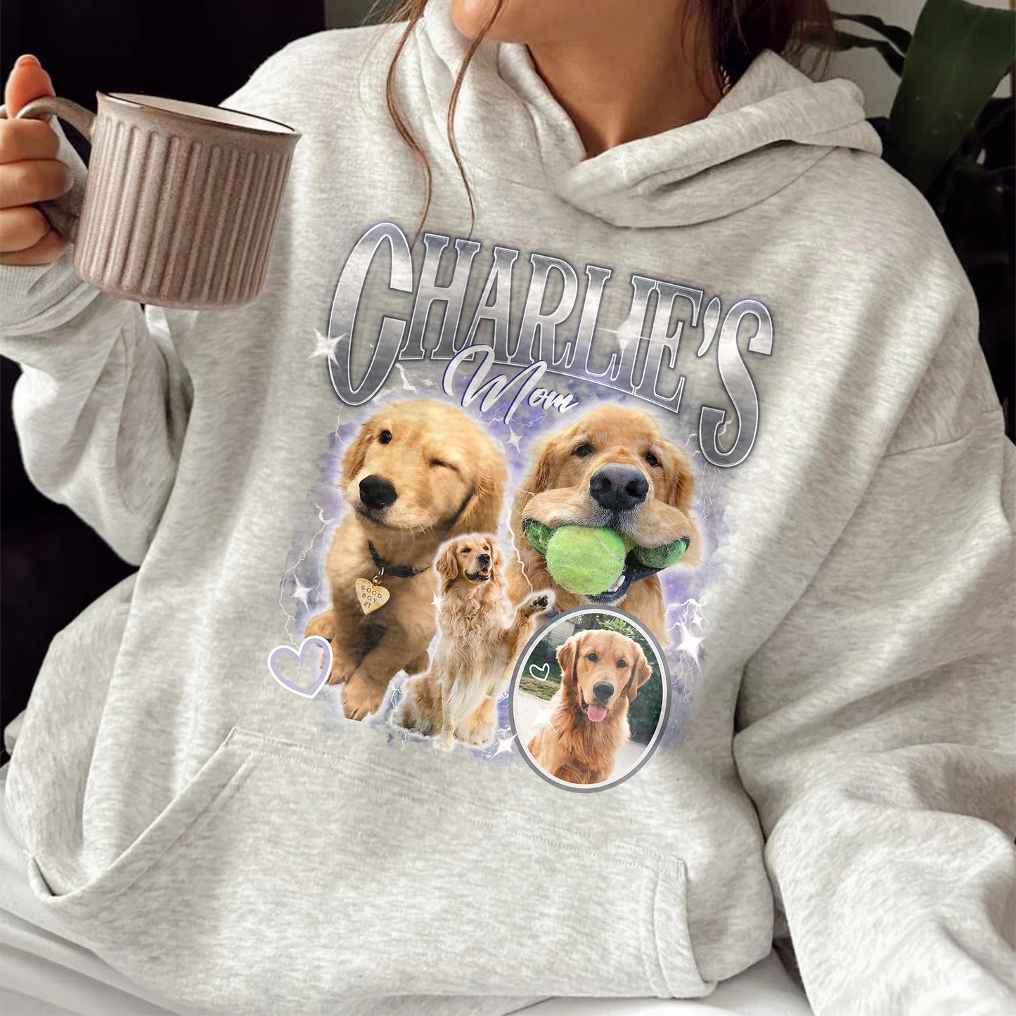 Pet Lover Hoodie, Pet Custom Vintage Washed Hoodie, Custom Dog Cat Mom Hoodie