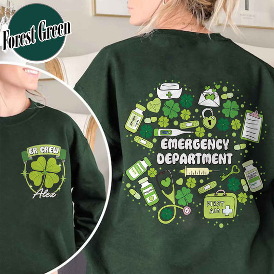 St Patrick's Day Emergency Department Sweatshirt,Custom ER Crew,ER Patricks Day Sweatshirt,Emergency Room