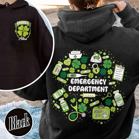 St Patrick's Day Emergency Department Hoodie,Custom ER Crew,ER Patricks Day Hoodie,Emergency Room