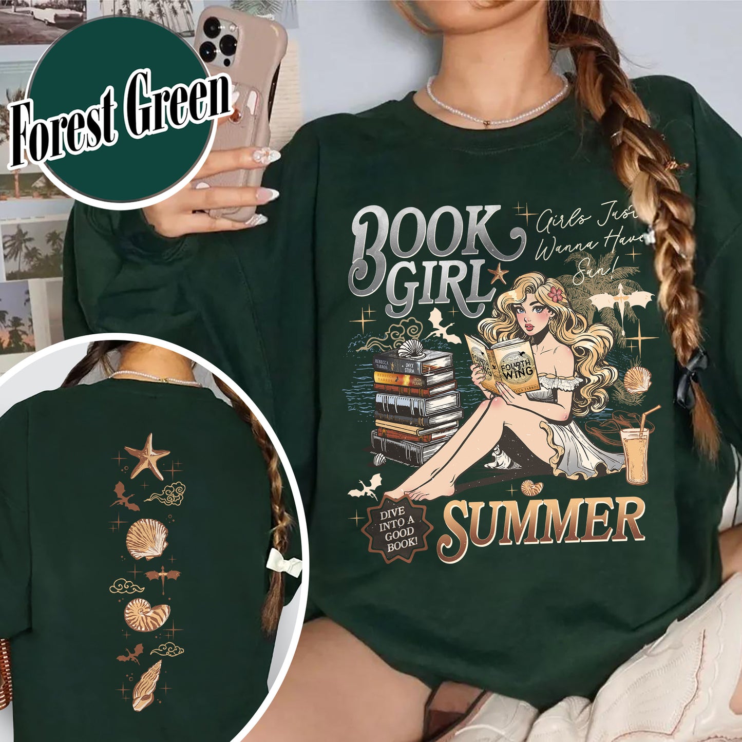 Summer Sweatshirt, Aesthetic Book Girl Summer Sweatshirt, Girls Just Wanna Have Sun Sweatshirt