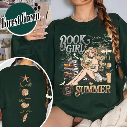 Summer Sweatshirt, Aesthetic Book Girl Summer Sweatshirt, Girls Just Wanna Have Sun Sweatshirt
