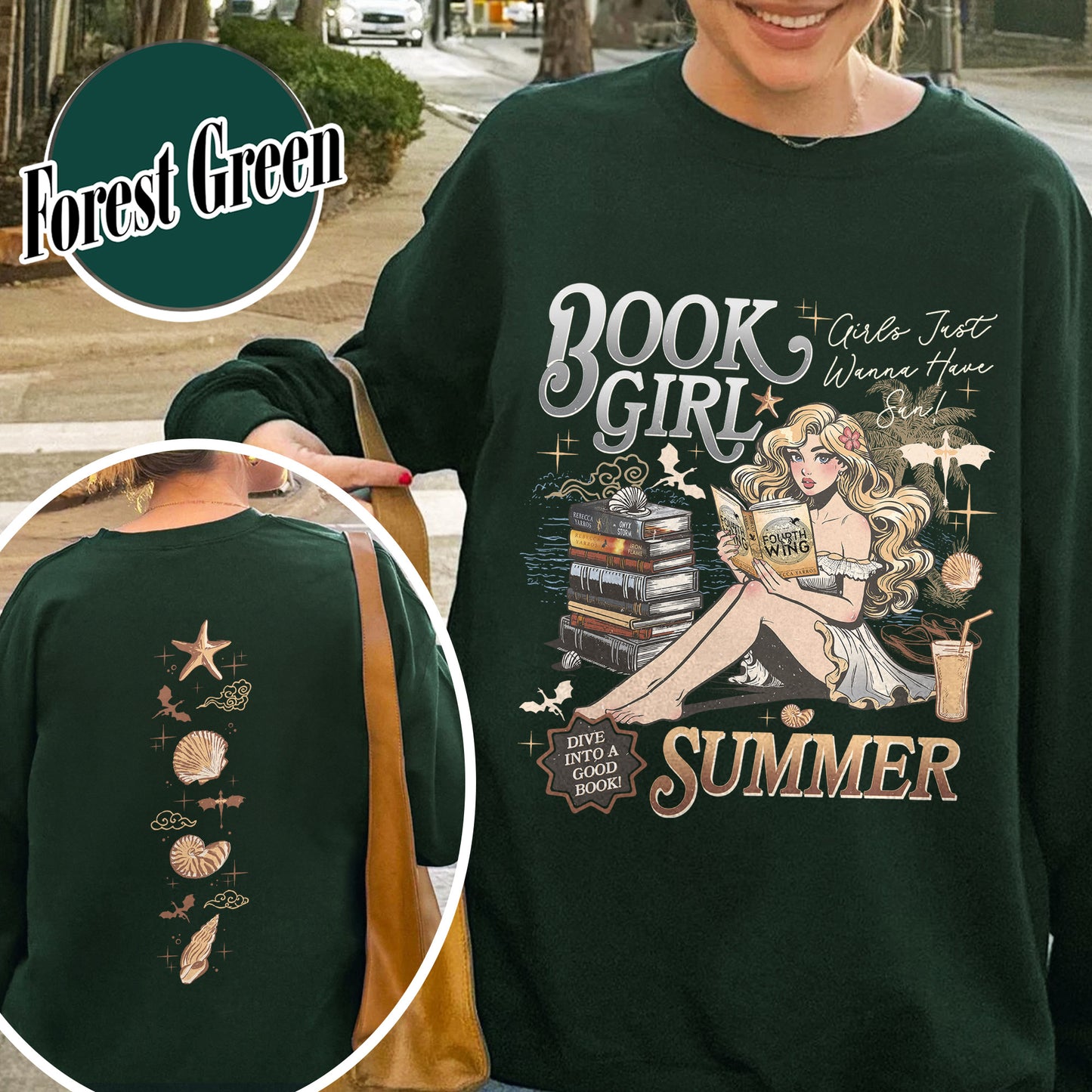 Summer Sweatshirt, Aesthetic Book Girl Summer Sweatshirt, Girls Just Wanna Have Sun Sweatshirt