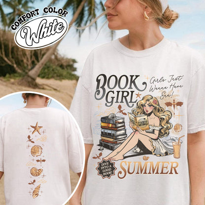 Summer Comfort Color Shirt, Aesthetic Book Girl Summer Shirt, Girls Just Wanna Have Sun Shirt