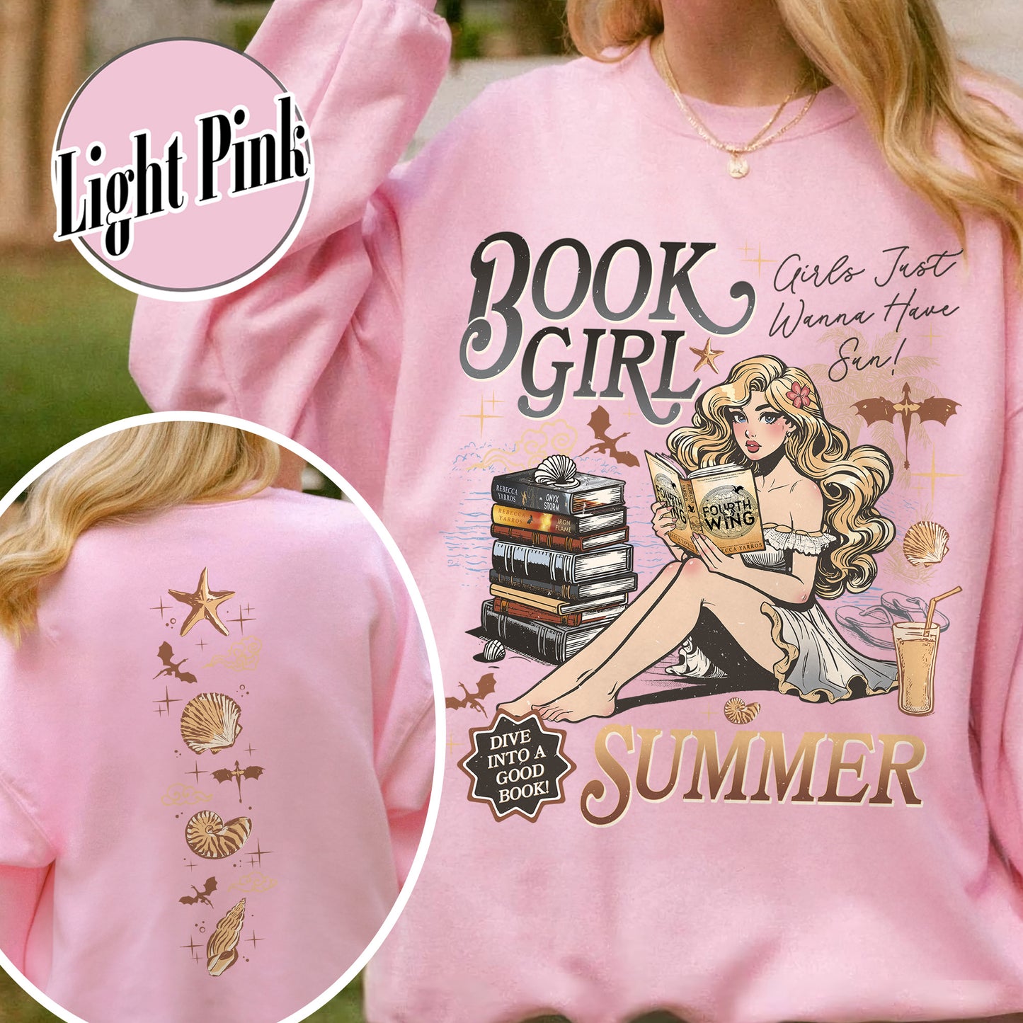 Summer Sweatshirt, Aesthetic Book Girl Summer Sweatshirt, Girls Just Wanna Have Sun Sweatshirt