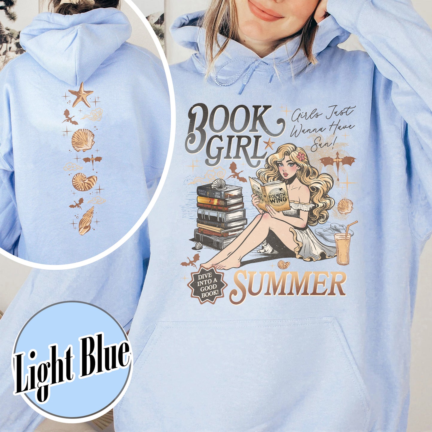 Summer Hoodie, Aesthetic Book Girl Summer Hoodie, Girls Just Wanna Have Sun Hoodie
