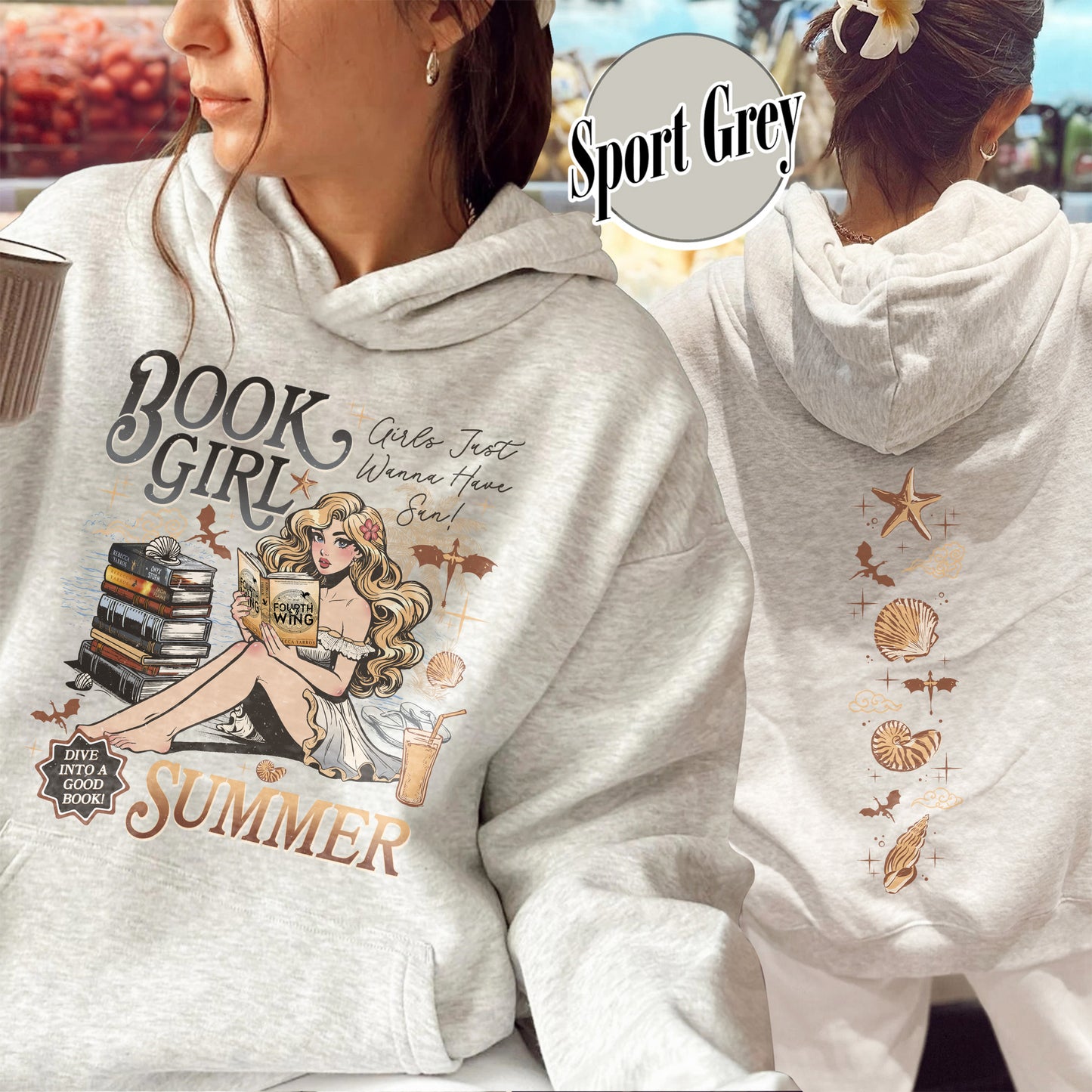 Summer Hoodie, Aesthetic Book Girl Summer Hoodie, Girls Just Wanna Have Sun Hoodie