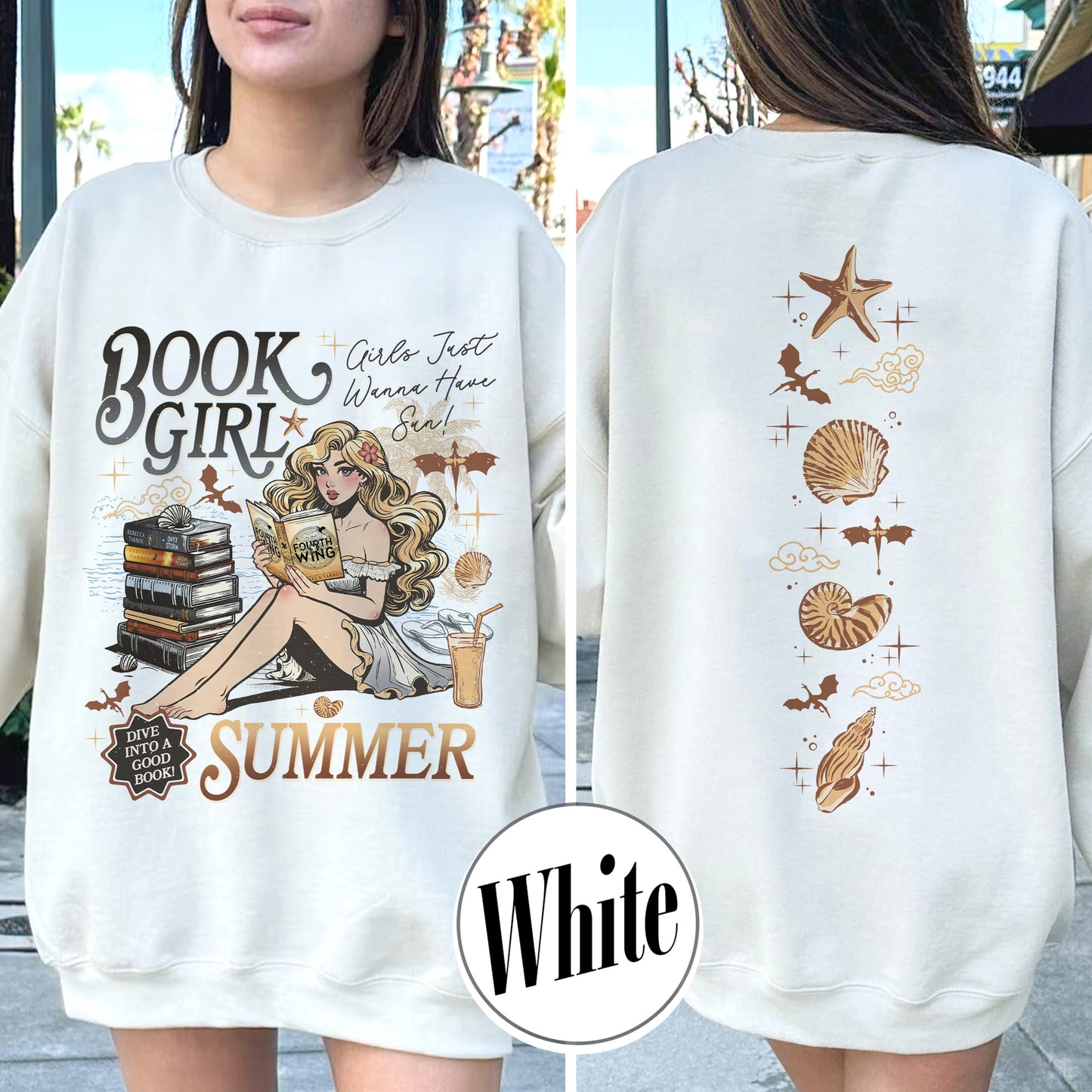 Summer Sweatshirt, Aesthetic Book Girl Summer Sweatshirt, Girls Just Wanna Have Sun Sweatshirt