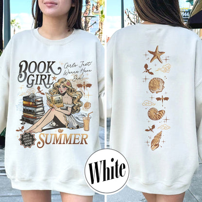 Summer Sweatshirt, Aesthetic Book Girl Summer Sweatshirt, Girls Just Wanna Have Sun Sweatshirt