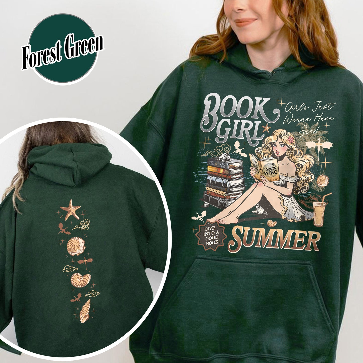Summer Hoodie, Aesthetic Book Girl Summer Hoodie, Girls Just Wanna Have Sun Hoodie